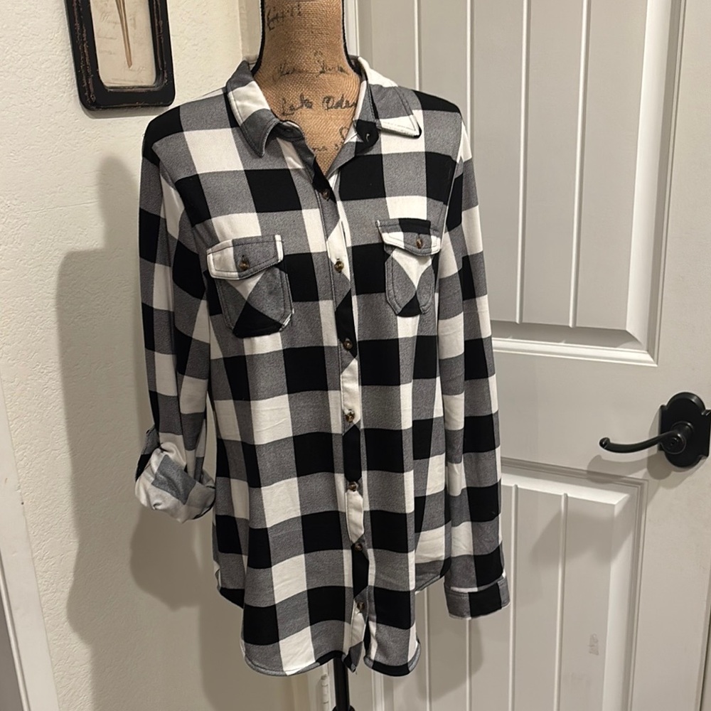 Passport Black and White Plaid Button Down Shirt